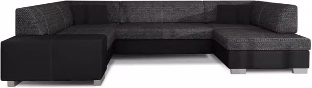 Divano panoramico a U HAVANE MEUBLORAMA convertibile per 6 persone, Grigio scuro e Nero, con cuscini e funzione letto, L: 322 cm, P: 176 cm, H: 72 cm – 1