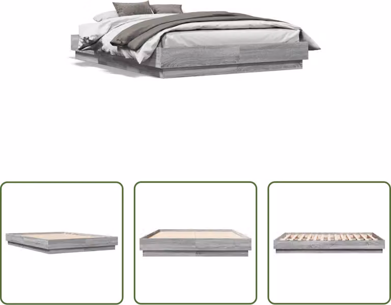 The Living Store Rete da letto Grey Sonoma 135x190 cm Materiale a base di legno
