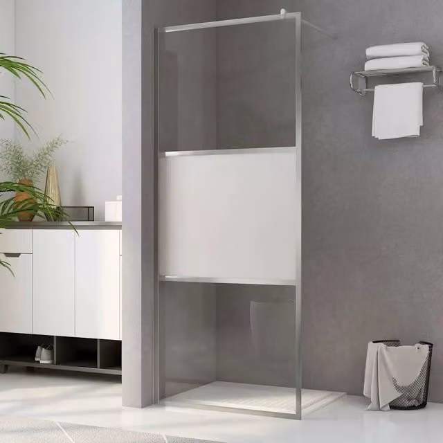 Parete per doccia walk-in vidaXL in vetro semi smerigliato bianco e trasparente L: 100 cm, H: 195 cm