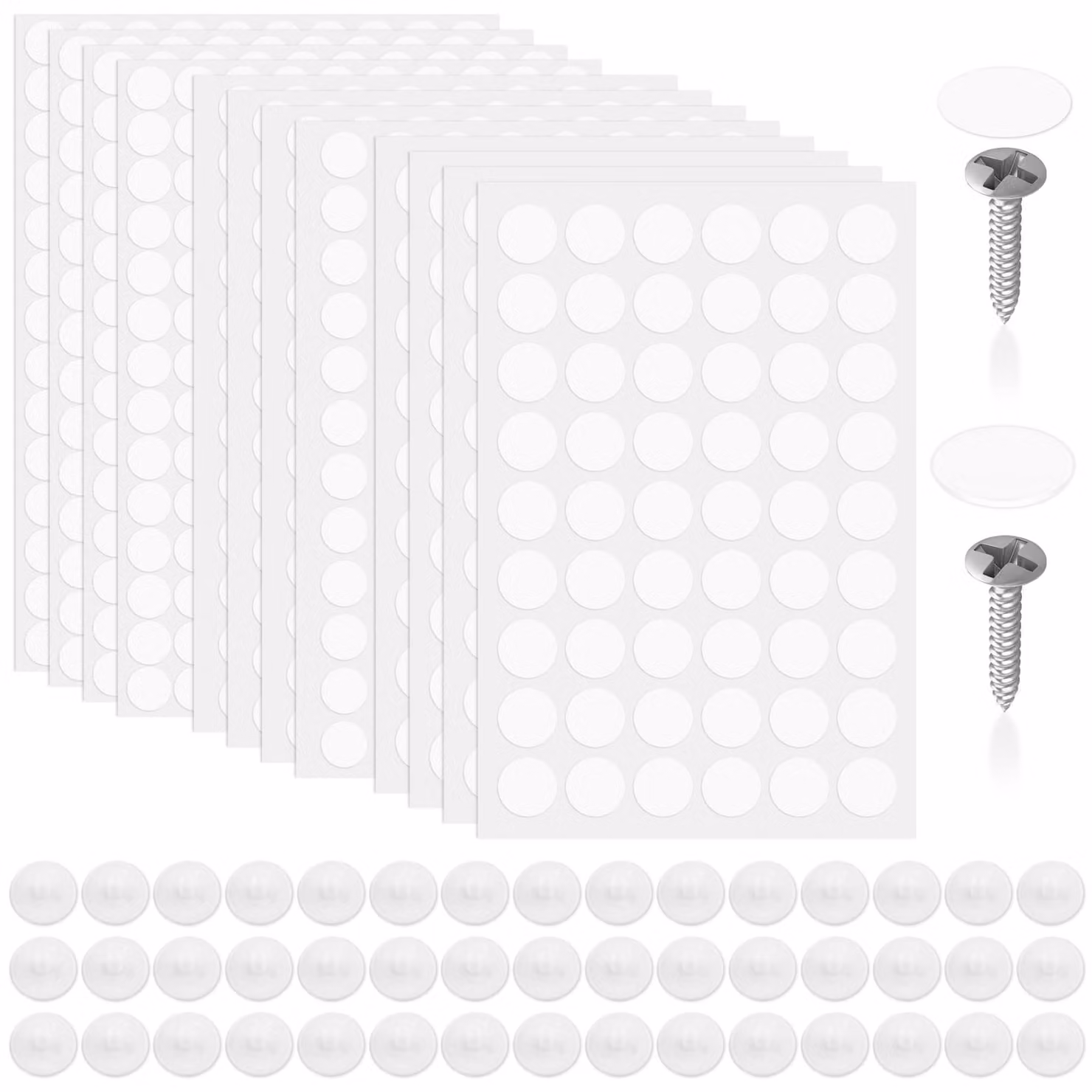 12 coperture a vite bianche, 1160 pezzi, e 100 coperture a vite bianche