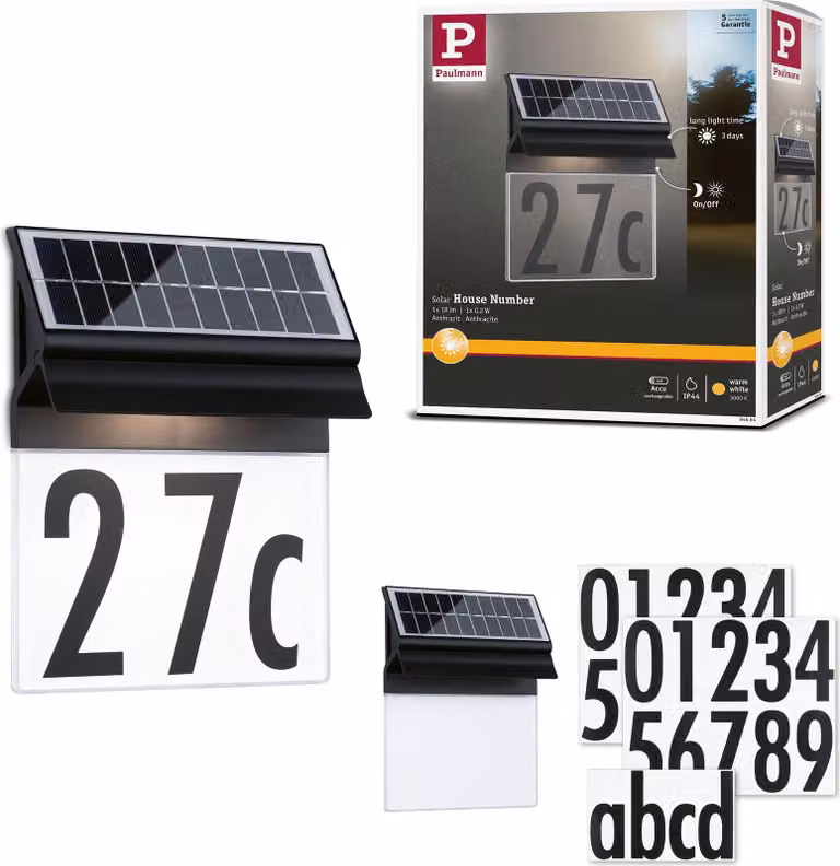 Paulmann Luce solare a LED per numeri civici Neda