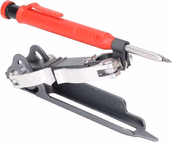 Righello con funzione di compasso e matita in legno e indicatore della linea di contorno