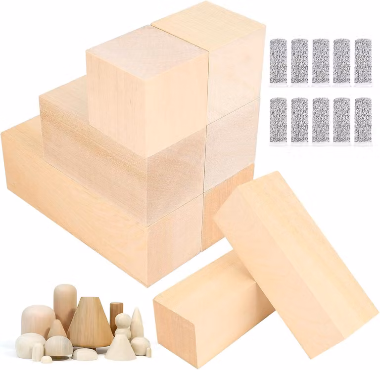 Listelli di legno di tiglio, 6 pezzi, di diverse dimensioni, ideali per lavori manuali e creazioni artistiche