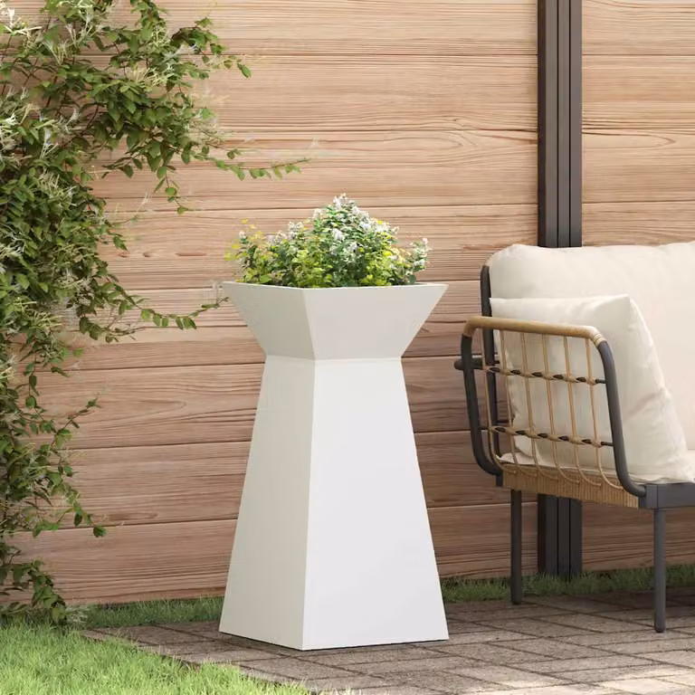 Set di 2 vasi a pilastro vidaXL in metallo bianchi per giardino e piante da interno L/P/H: 35 x 35 x 73 cm