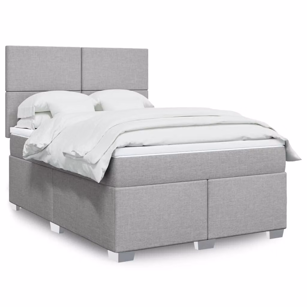 vidaXL Letto Ibrido con Materasso e Giroletto in Tessuto Grigio e Bianco L/P/H: 200 x 140 x 150,5 cm