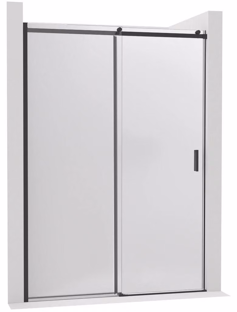 Porta scorrevole per box doccia Santoro - lato sinistro - 6 mm - nera opaca, vetro satinato - 120x195 cm