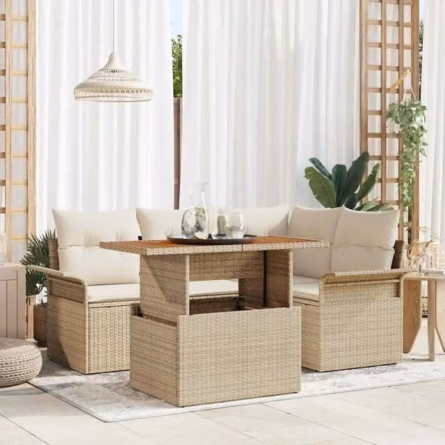 Set Divano da Giardino 5 pz beige e panna 3349329