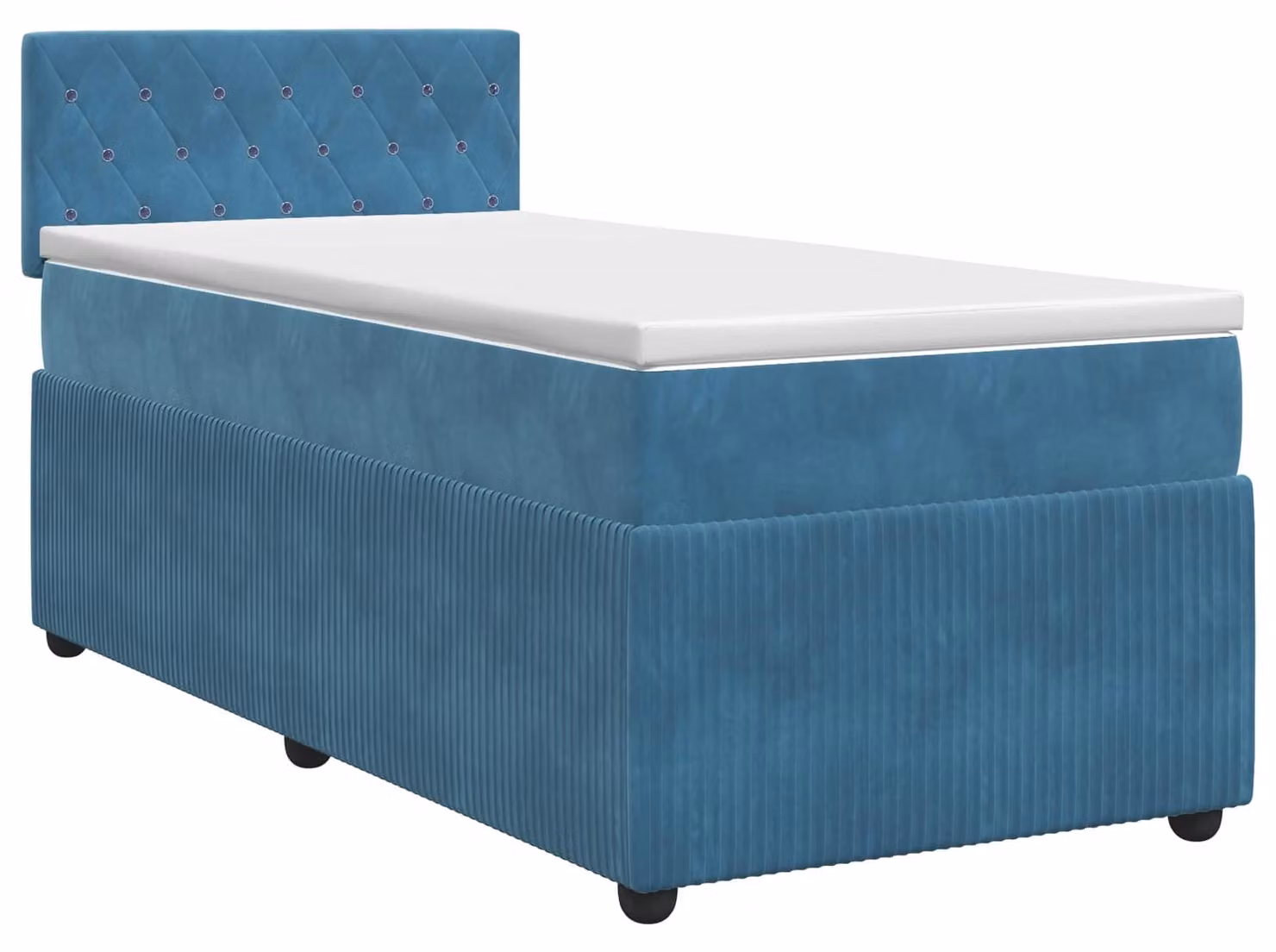 Letto a molle con materasso blu scuro 100 x 200 cm in velluto