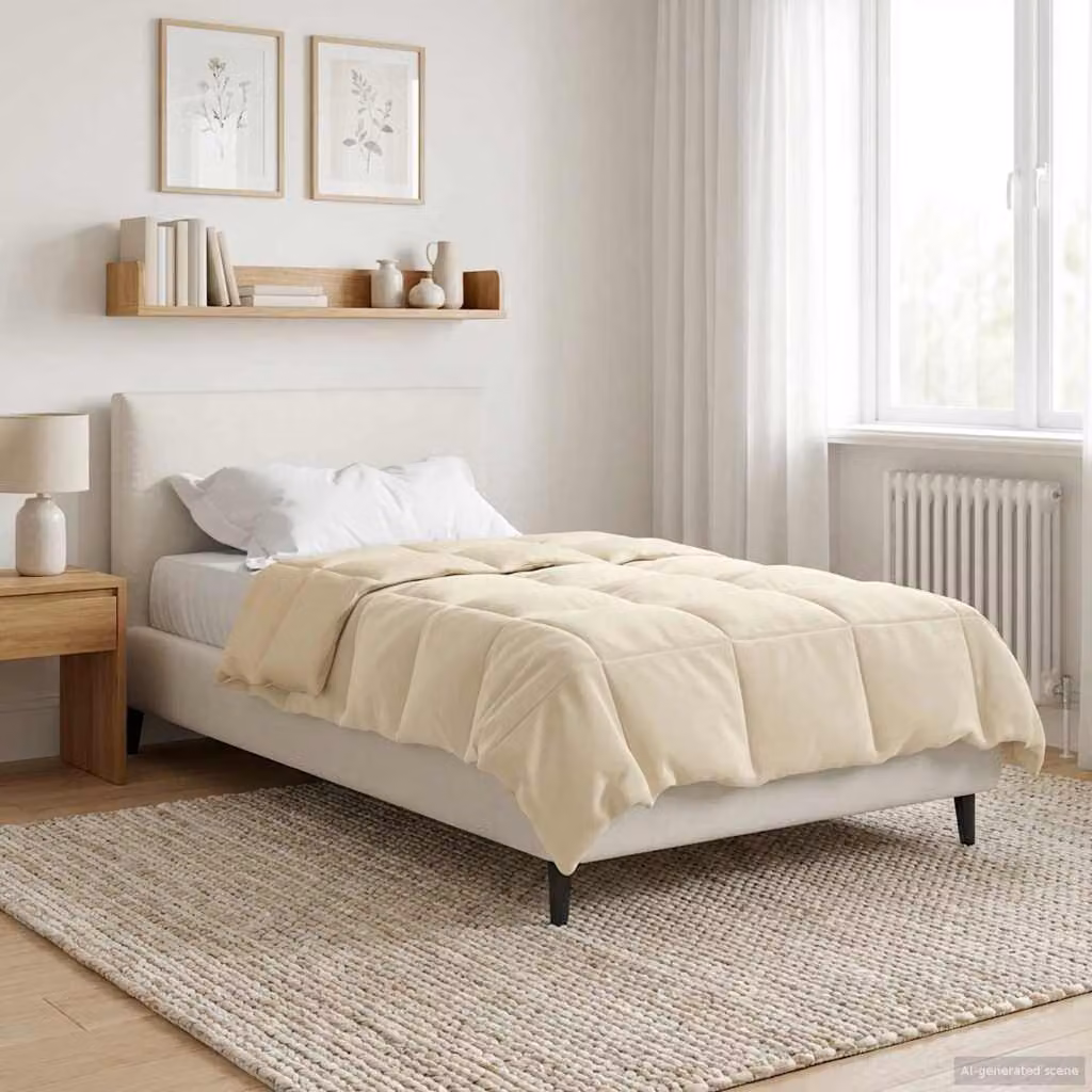 Piumino estivo vidaXL in microfibra traspirante e reversibile, colore beige, 155 x 200 cm