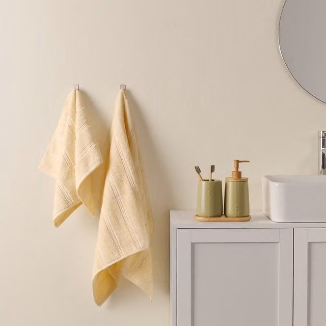 Set di 2 asciugamani Country Bloom Thun beige a righe