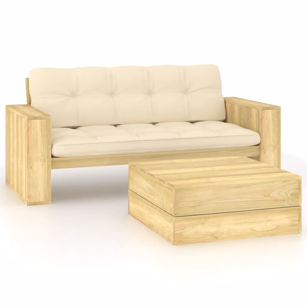 Maison Exclusive - Set da giardino a 2 pezzi con cuscini, in legno di pino trattato