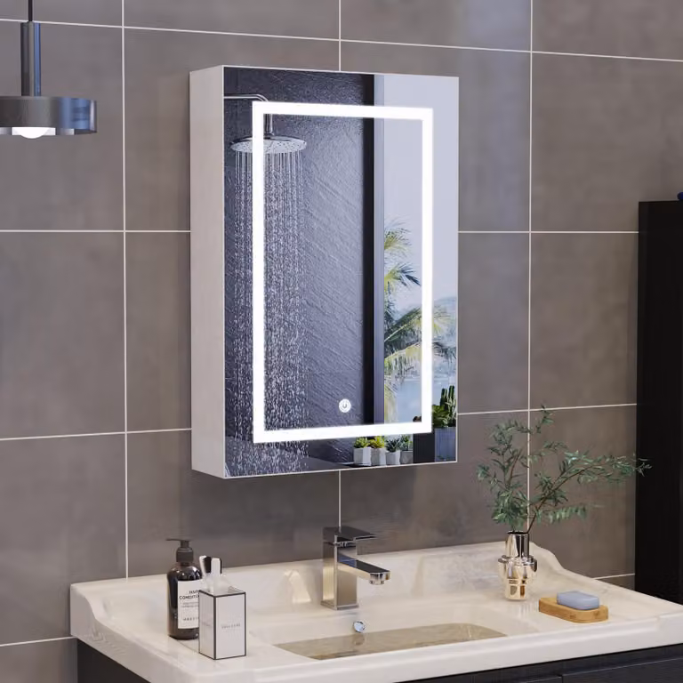Specchio da bagno Moonbite con illuminazione LED, 50x70 cm – 1 anta, 3 temperature di luce, antiappannamento, capacità di carico fino a 10 kg