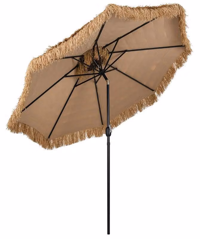 Ombrellone in paglia, 299 cm, regolabile, naturale/nero