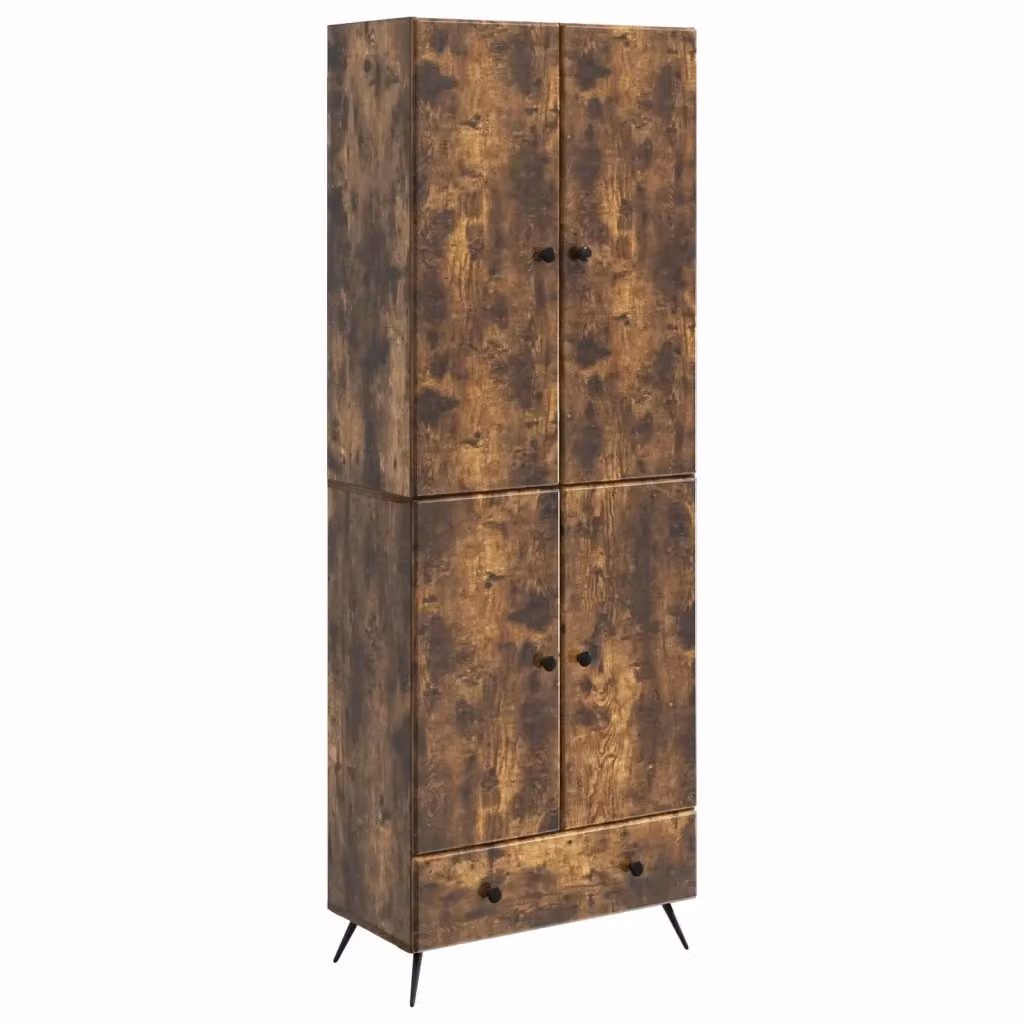 Set di 2 armadi moderni vidaXL in legno MDF color rovere fumo con illuminazione integrata e cassetti interni – 2