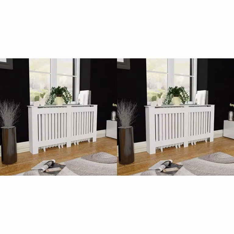 Set di 2 copritermosifoni vidaXL in MDF bianco moderno, Altezza: 152 cm