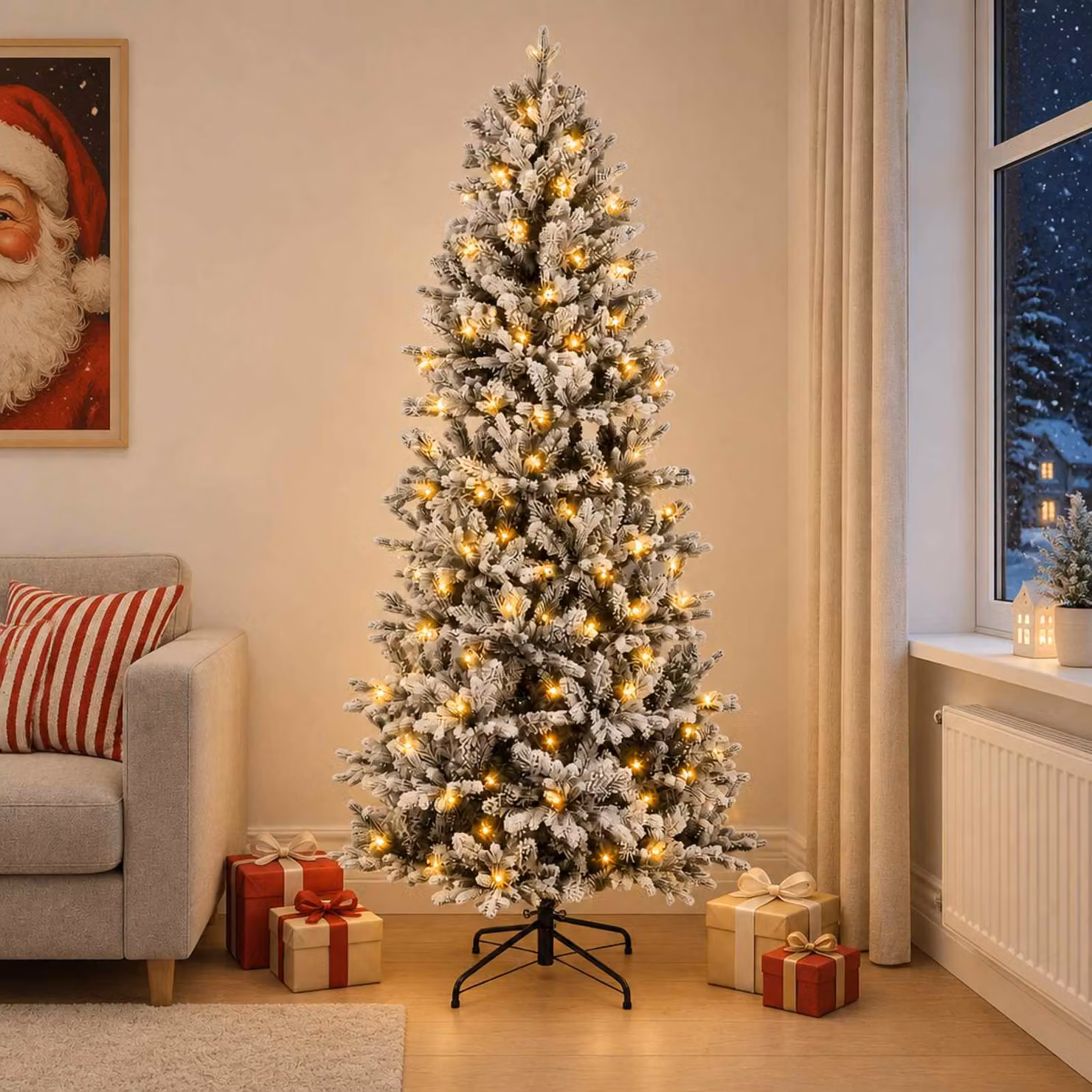 vidaXL Albero di Natale Artificiale con Rami Pieghevoli 210 cm 300 LED
