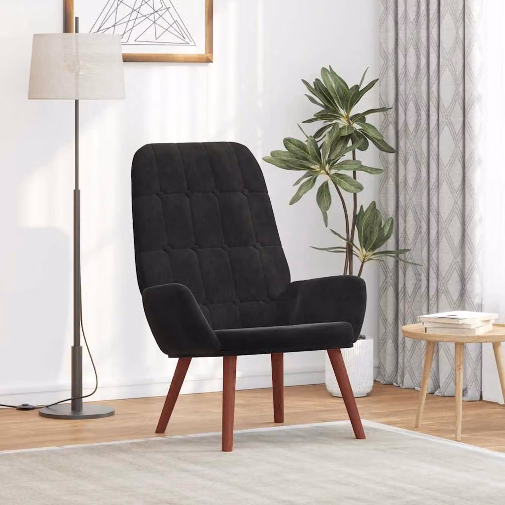vidaXL Poltrona Relax Recliner in Velluto Nero con Braccioli