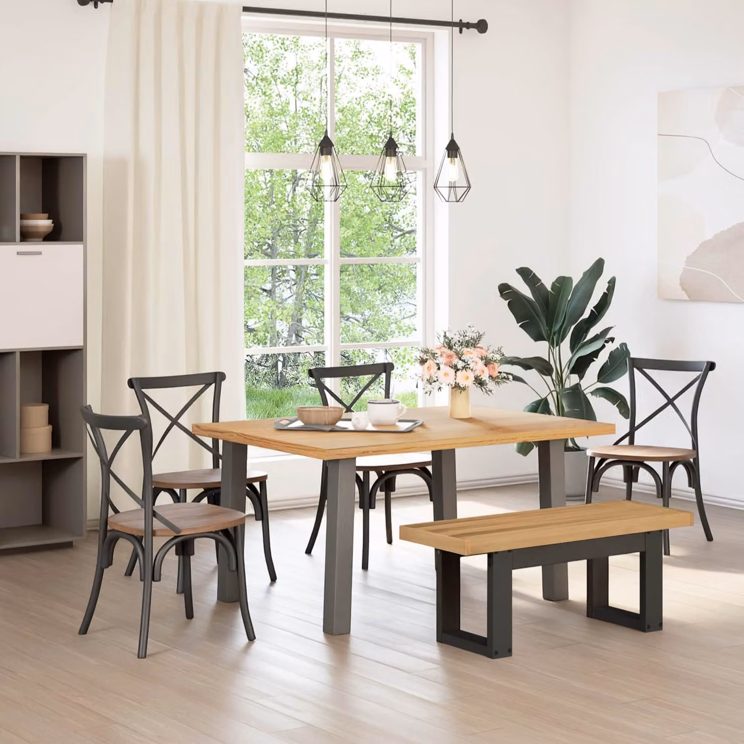 Panchina da pranzo NOAIN vidaXL in legno di pino rustico, marrone/beige, L 120 x P 41 x H 45 cm