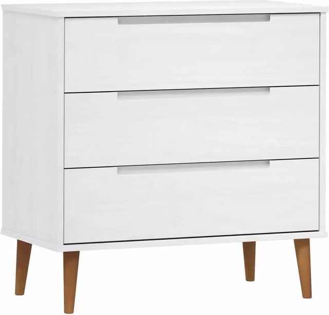 Cassettiera MOLDE Bianca 80x40x80 cm in Legno Massello di Pino CFW7909956