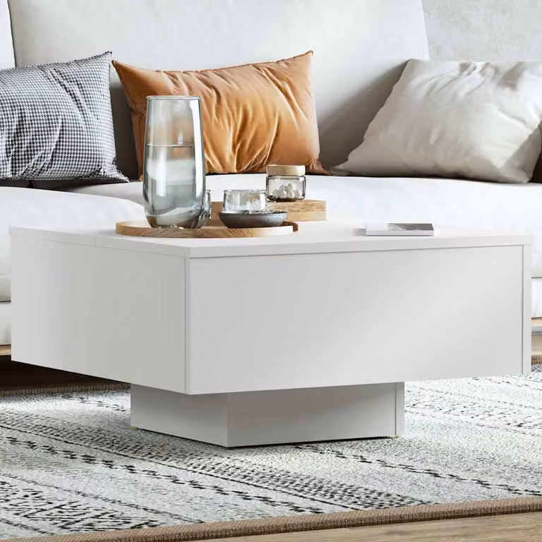 vidaXL Tavolino da Salotto Moderno Bianco in Legno e MDF L/P/H: 60 x 60 x 31,5 cm