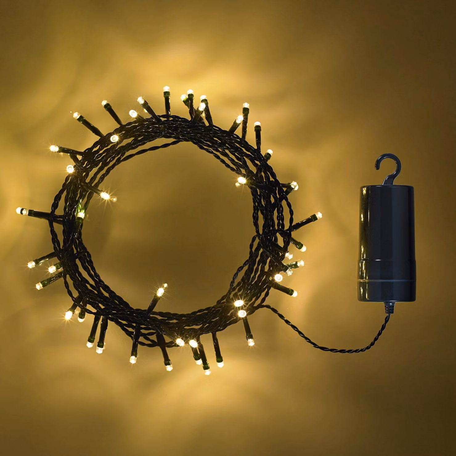 Catena luminosa, confezione da 2, lunghezza 5 metri, 50 LED bianco caldo, timer, 8 modalità