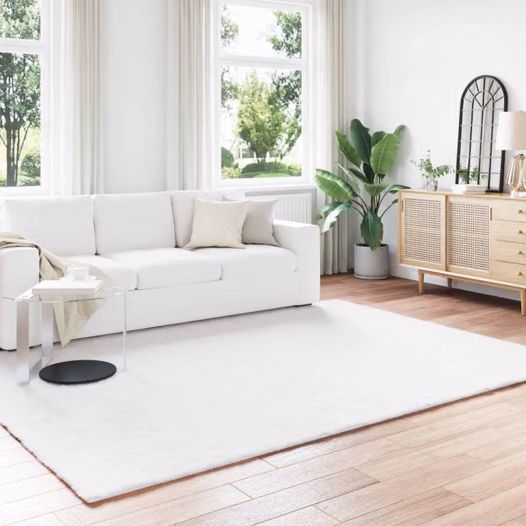 vidaXL Tappeto in ecopelliccia sintetica bianco, antiscivolo e lavabile, 280 x 200 cm