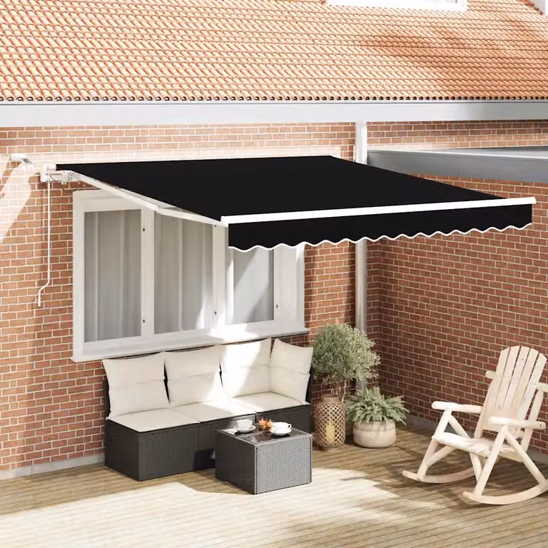 Tenda retrattile vidaXL con bracci pieghevoli e telecomando, Nero, L: 300 cm x P: 250 cm, Poliestere e Alluminio