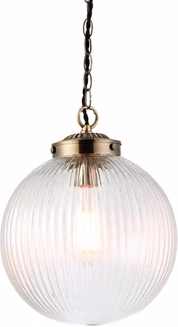 Lampada a sospensione vintage Endon in ottoro e vetro trasparente con globo Ø25 cm e attacco E27