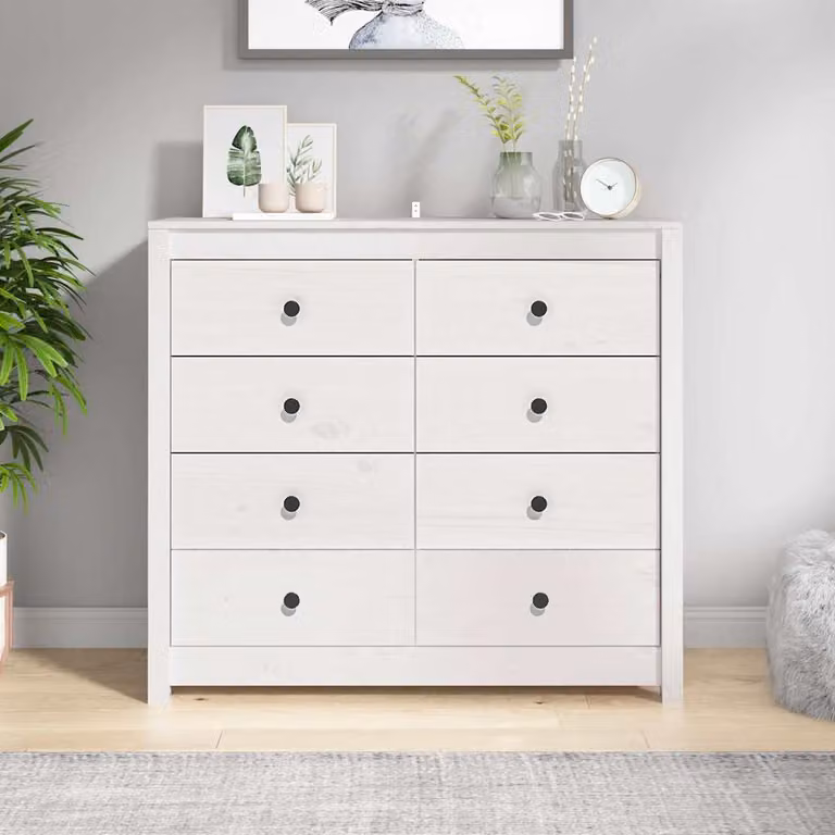 Armadietto da bagno sospeso vidaXL in legno massello di pino bianco con cassetti L: 100 cm, P: 40 cm, H: 90 cm