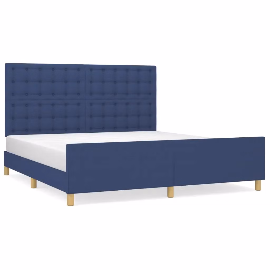 Giroletto VIDAXL con Testiera Imbottita in Tessuto Blu, L/P/H: 180 x 200 x 128 cm – 2