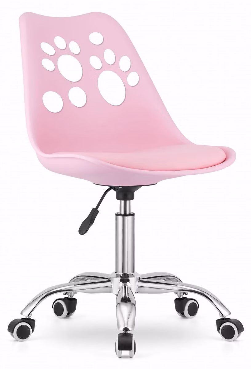Sedia girevole PRINT rosa per bambini e ragazzi con decoro a zampe
