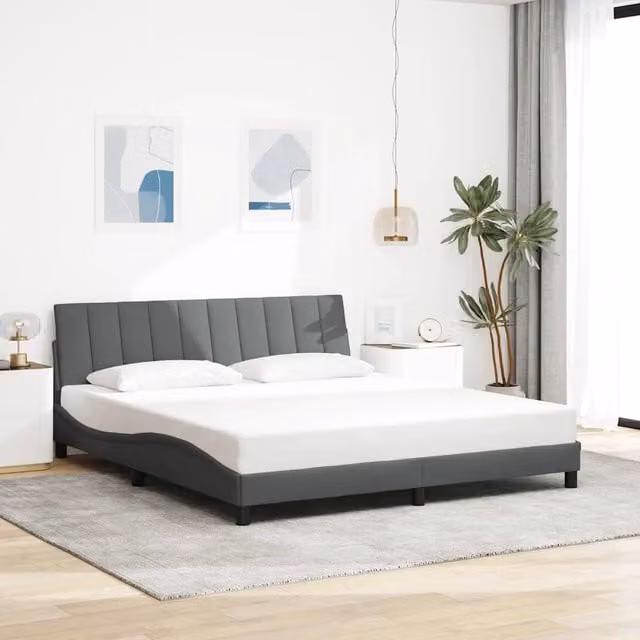 Letto Hanko vidaXL Grigio con Illuminazione Sotto il Letto e Porta USB, L/P/H: 180 x 200 x 185 cm