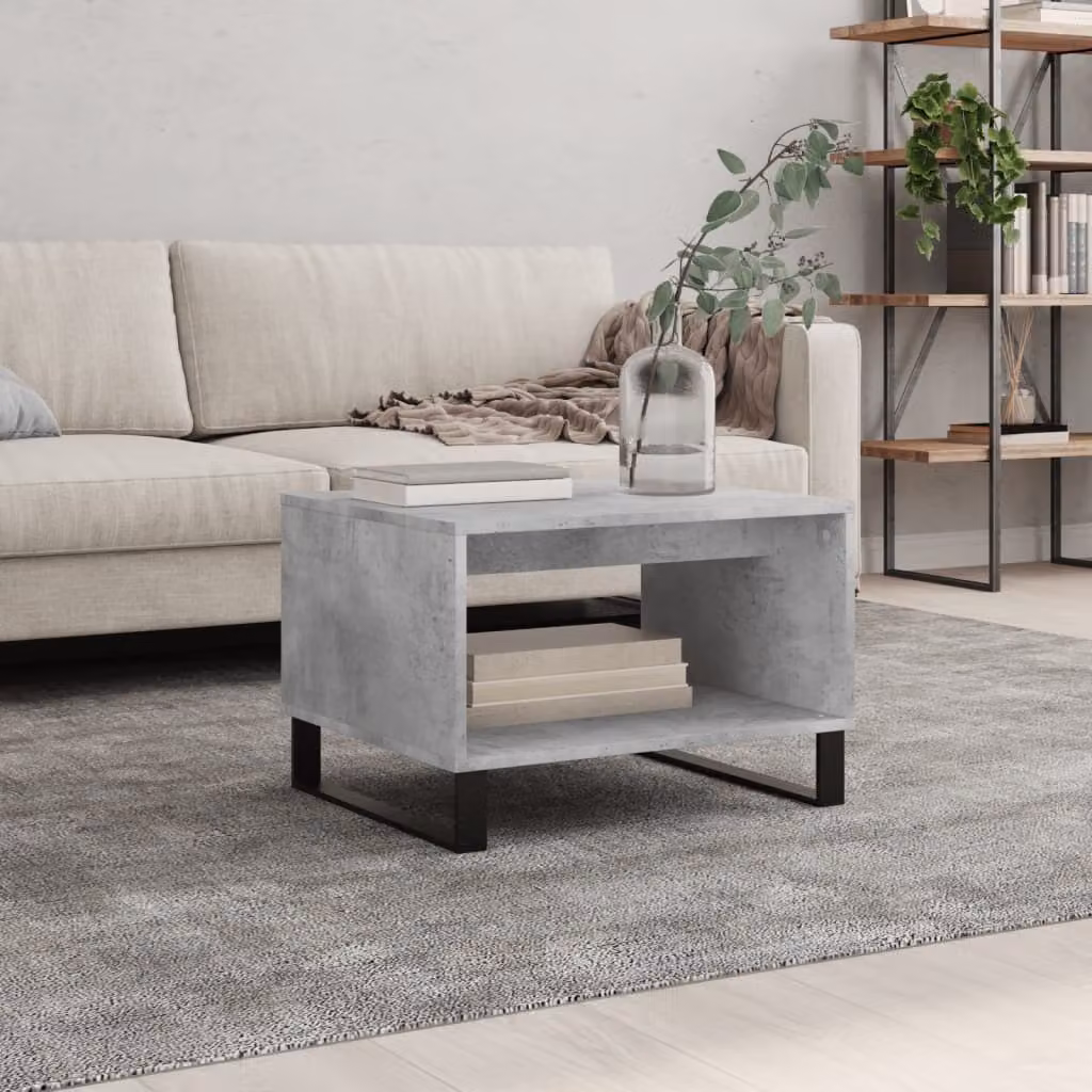 The Living Store tavolino in cemento grigio 60x50x40 cm materiale a base di legno