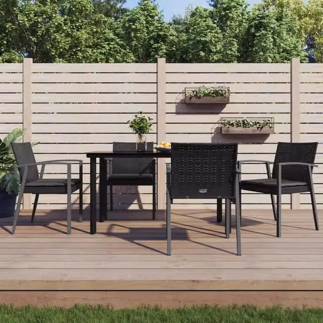 Set Pranzo da Giardino 5pz con Cuscini in Polyrattan e Acciaio 3186991