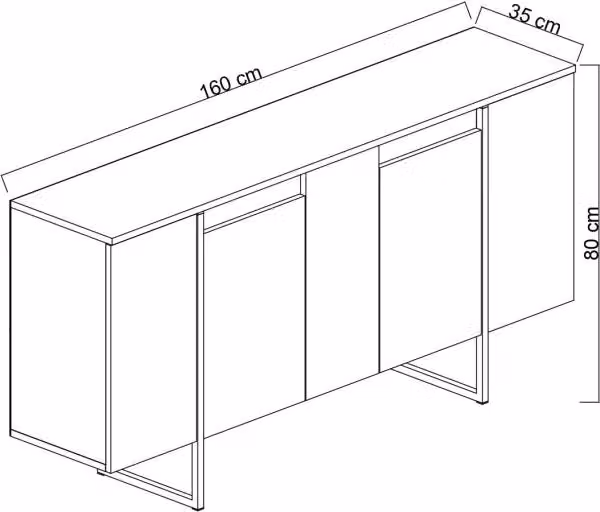 Buffet in legno "Luxury" - 160 x 35 x 80 cm - Antracite Oro