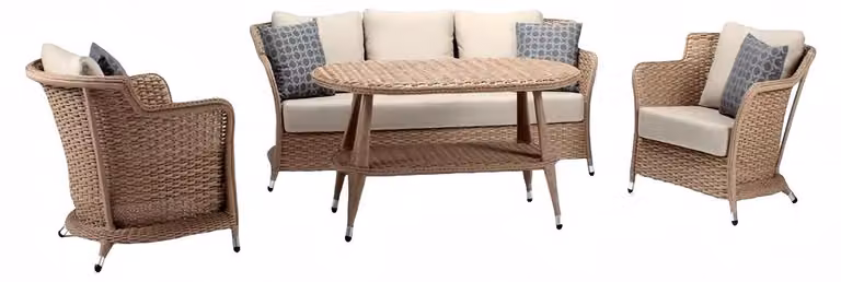 Sofagarnitur set 3 Sitzer Sofas 2x Sessel Couchtisch Terrasse Moderner Beige set