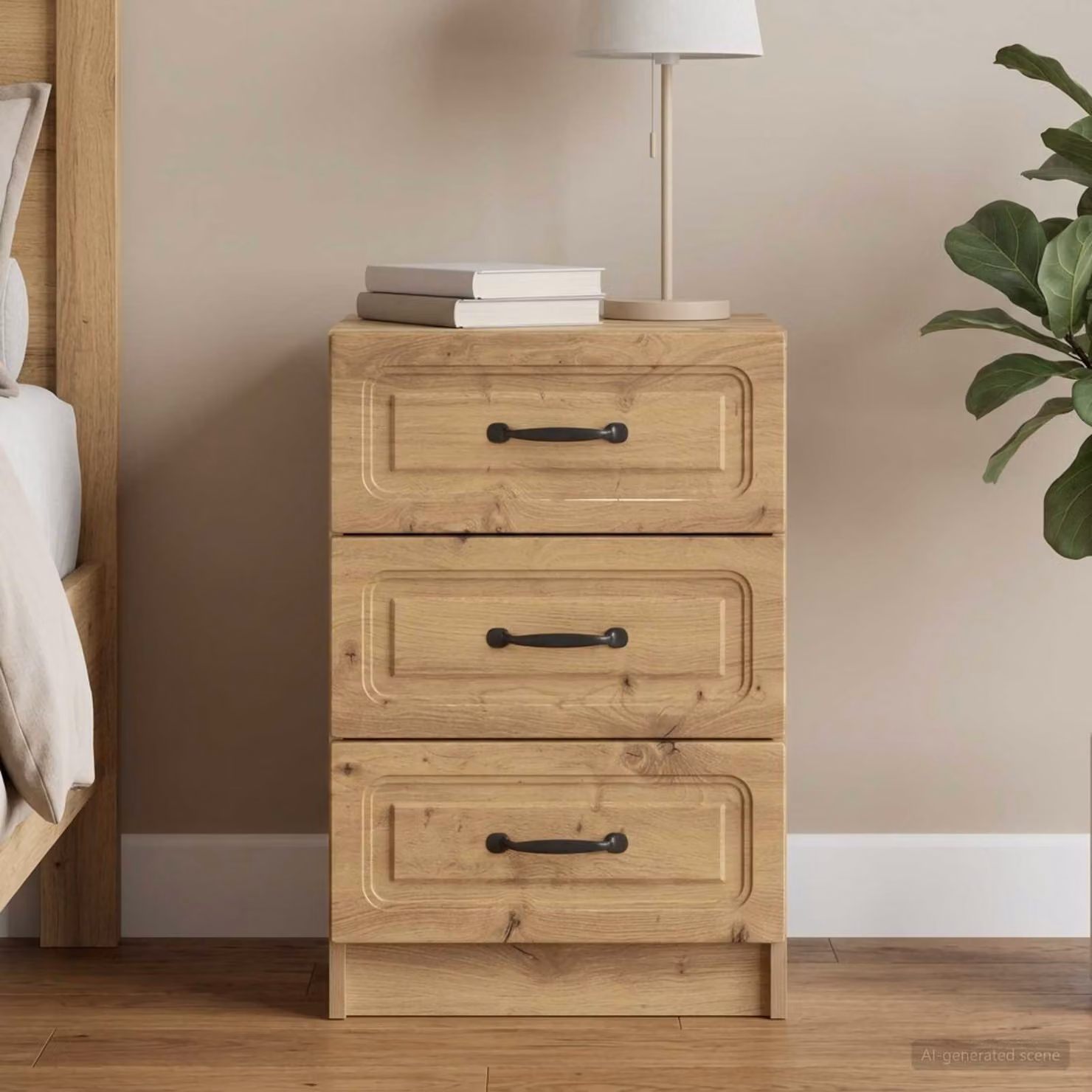 Armadio da Notte Moderno vidaXL in Legno Marrone e Nero L/P/H: 43 x 41 x 63,5 cm