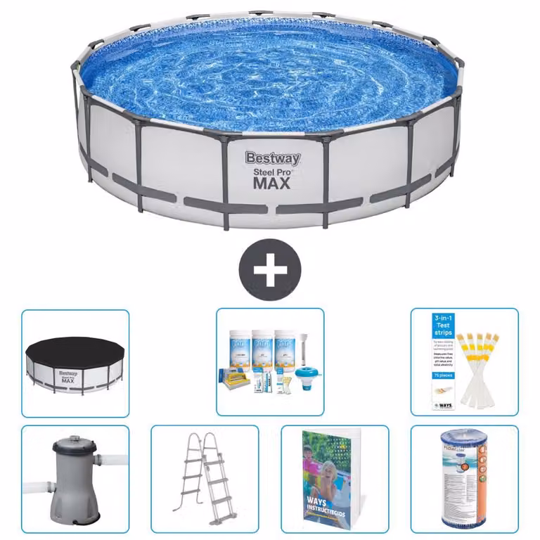 Piscina gonfiabile Bestway Steel Pro MAX, rotonda, 457x122 cm, composta da 6 parti, modello S556