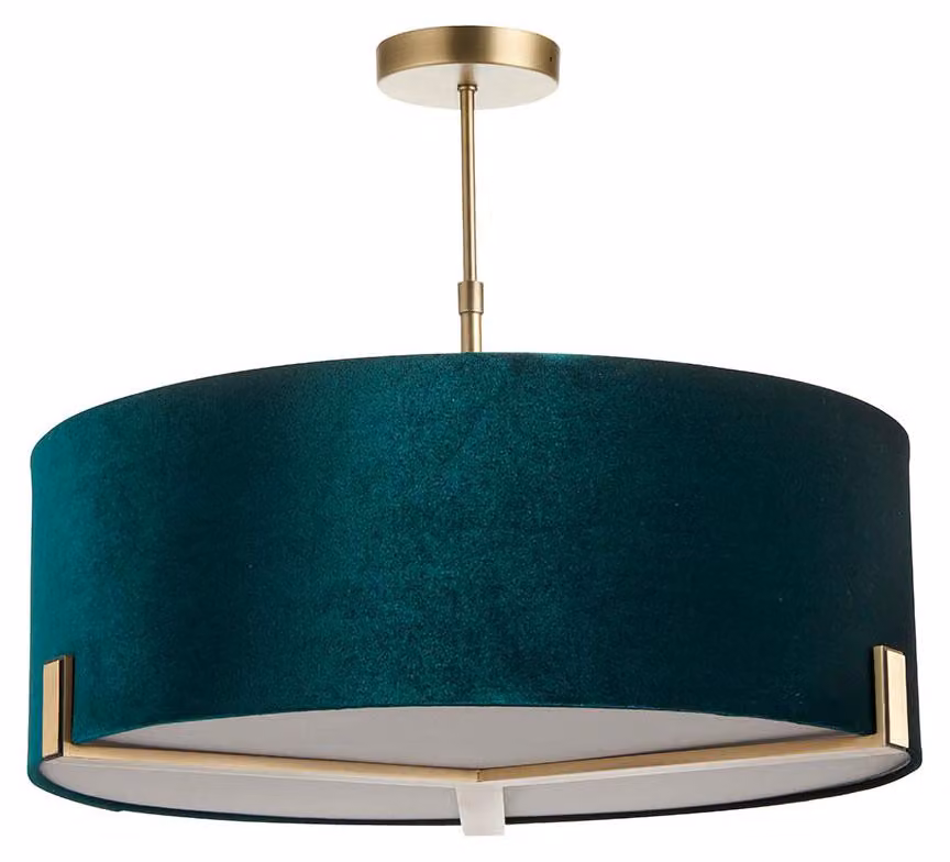 Lampada a sospensione HAYFIELD verde 3xE27x20W in tessuto, dimensioni: 49x56,6x56,6 cm, IP20, Endon
