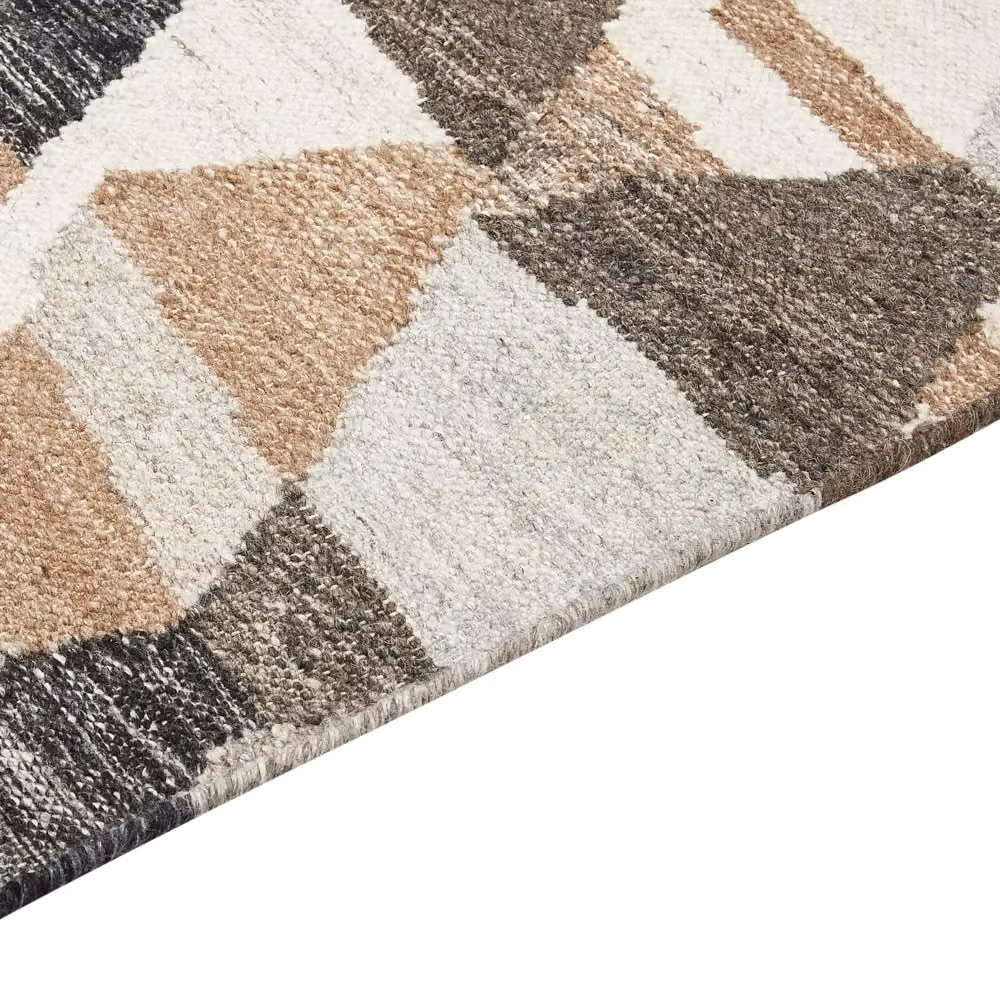 Tappeto Kilim Beliani in lana e cotone fatto a mano con design patchwork e nappe, multicolore, L: 230 cm, P: 160 cm – 2
