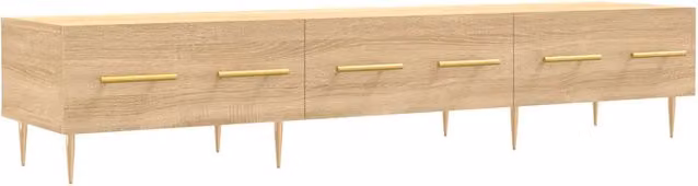 Mobile TV moderno in legno multistrato color rovere con finitura opaca, L: 150 cm, P: 36 cm, H: 30 cm