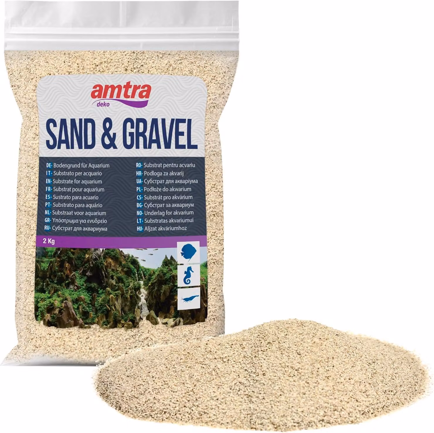 Sabbia per acquari - sabbia di quarzo bianca finissima - granulometria 0,1-0,7 mm - 2 kg - adatta sia per acqua dolce che per acqua salata