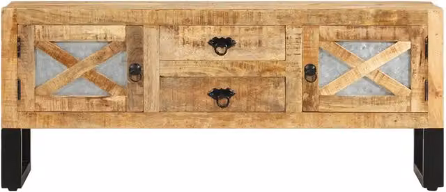 Mobile Porta TV 110x30x45 cm in Legno Massello di Mango Grezzo 328276