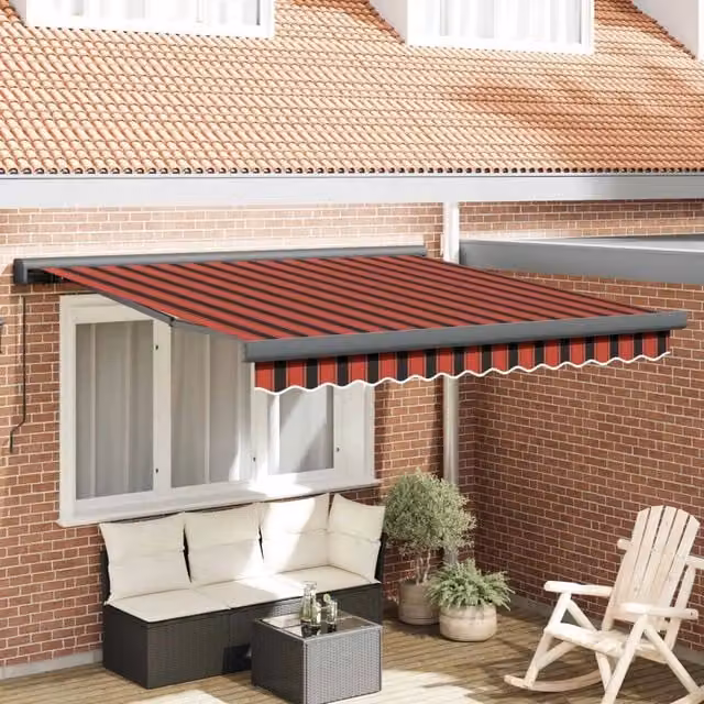 Tenda retrattile Rosso e Nero 350 x 250 cm Tela e Alluminio 3330239