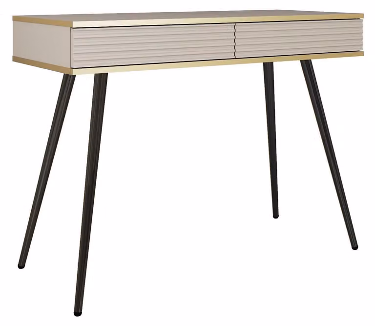 Comodino glamour beige con gambe nere, 102 x 80 x 50