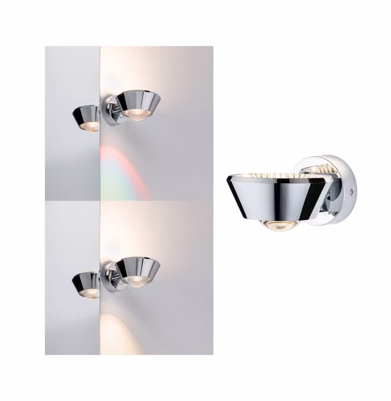 Paulmann Applique da parete a LED Sabik, dimmerabile, Cromo / Argento, Soggiorno / Sala da pranzo, Plastica, Moderno, Applique a LED