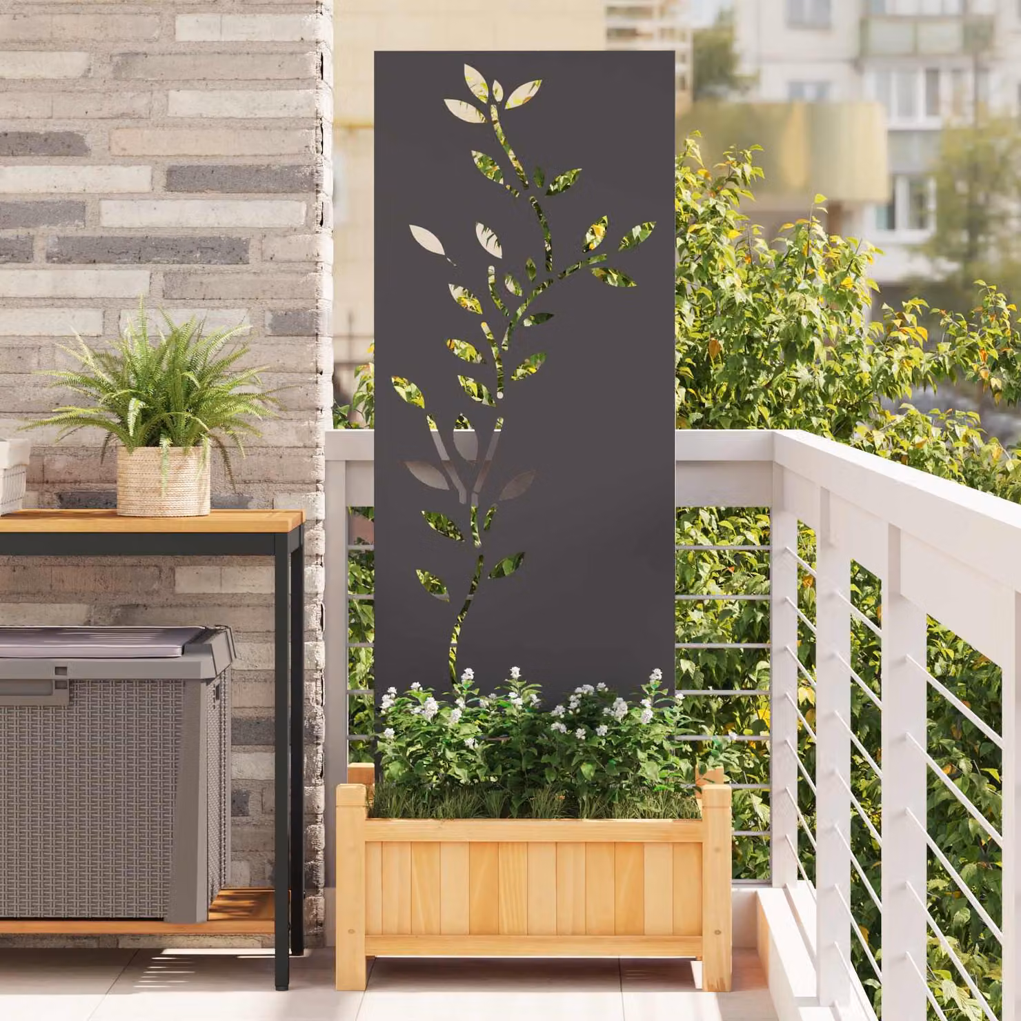 Paravento per privacy da giardino vidaXL in acciaio Nero L 50 cm x H 140 cm