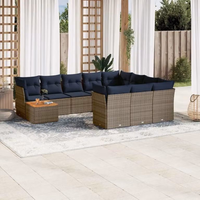 Maison Exclusive - Set Divani da Giardino 11 pz con Cuscini in Polyrattan Grigio