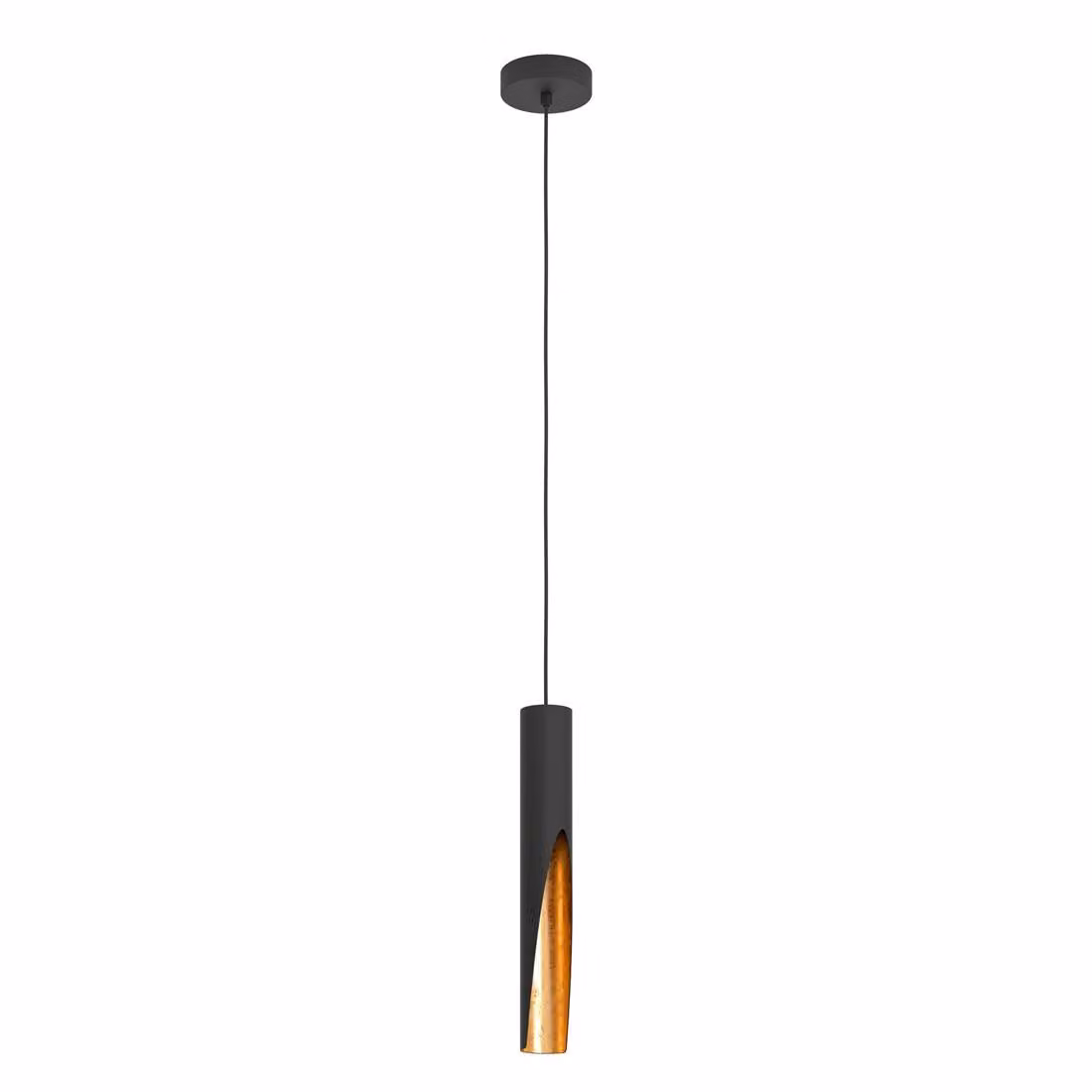 Lampada a sospensione BARBOTTO acciaio nero, oro GU10 1X4,5W H:110cm Ø6cm