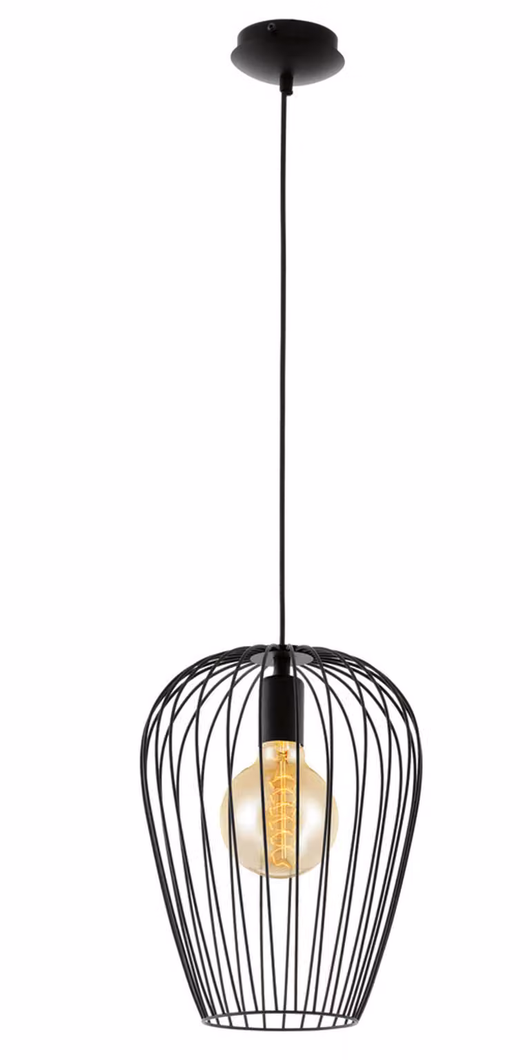 Lampadario Industrial Newtown 1 Luce Acciaio Nero